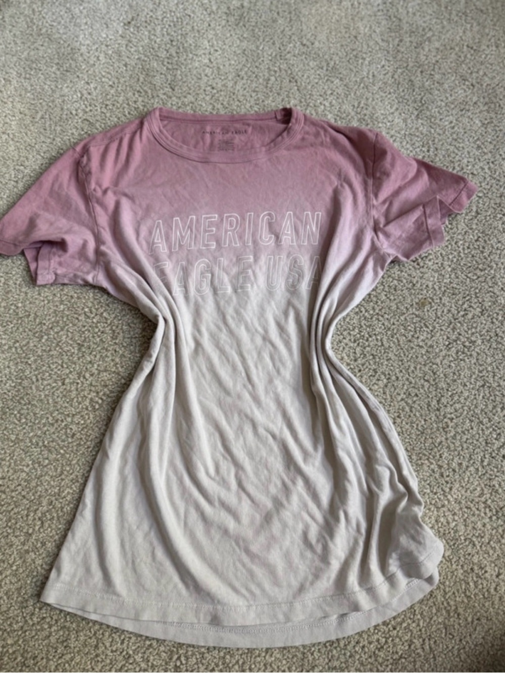 American Eagle Outfitters Pink to Cream Ombre Logo Tee